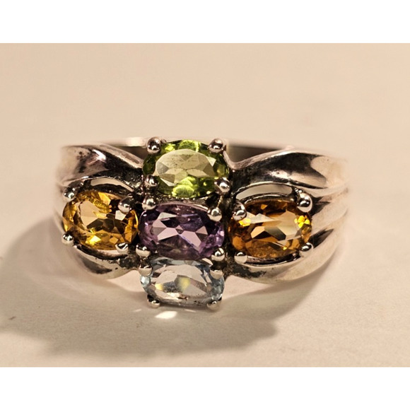 Woman's PREMIER DESIGNS PD Multi Stone Sterling Silver Ring Size 11 - Picture 1 of 6